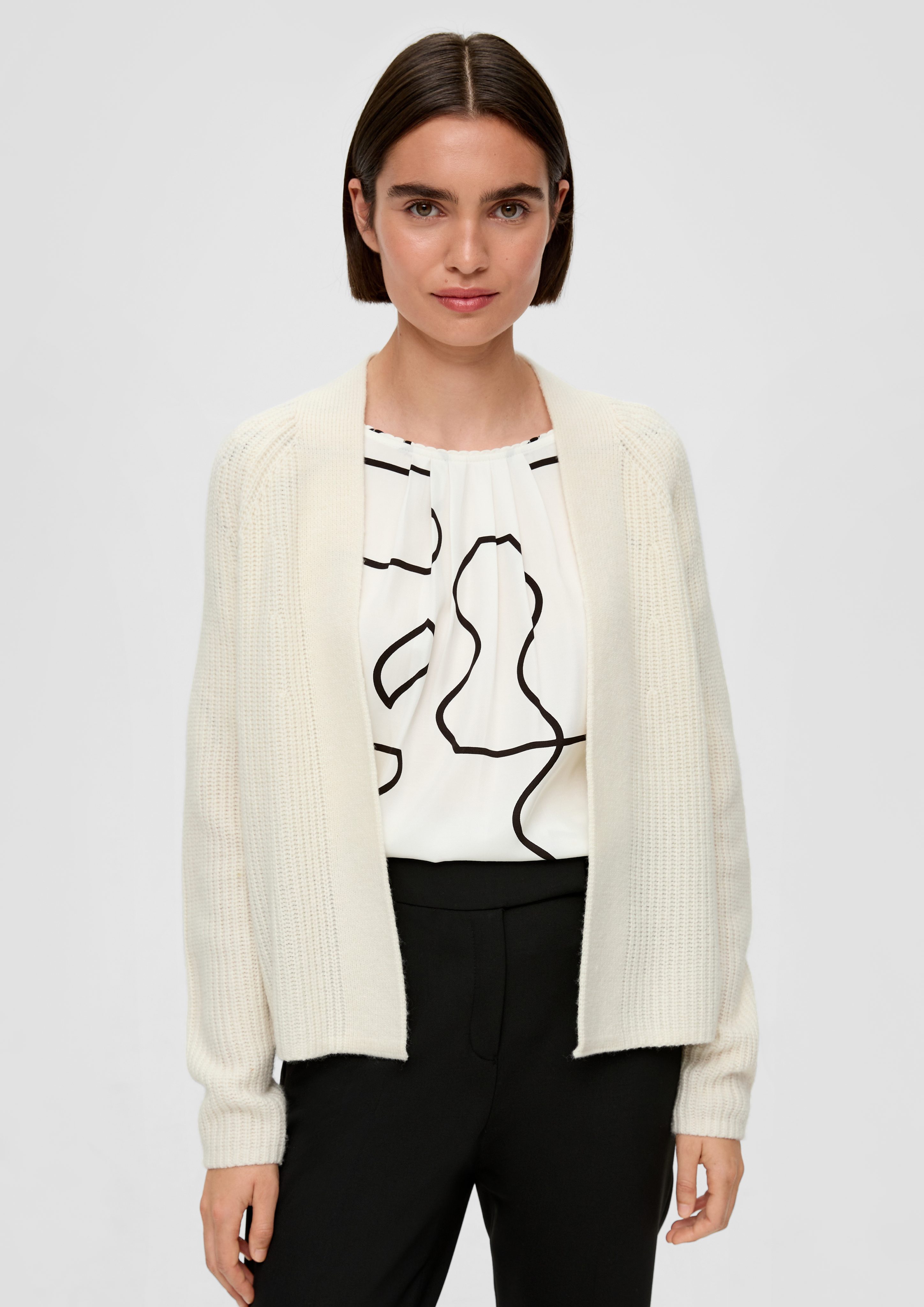 Strickjacke Kurzer Cardigan aus Wollmix