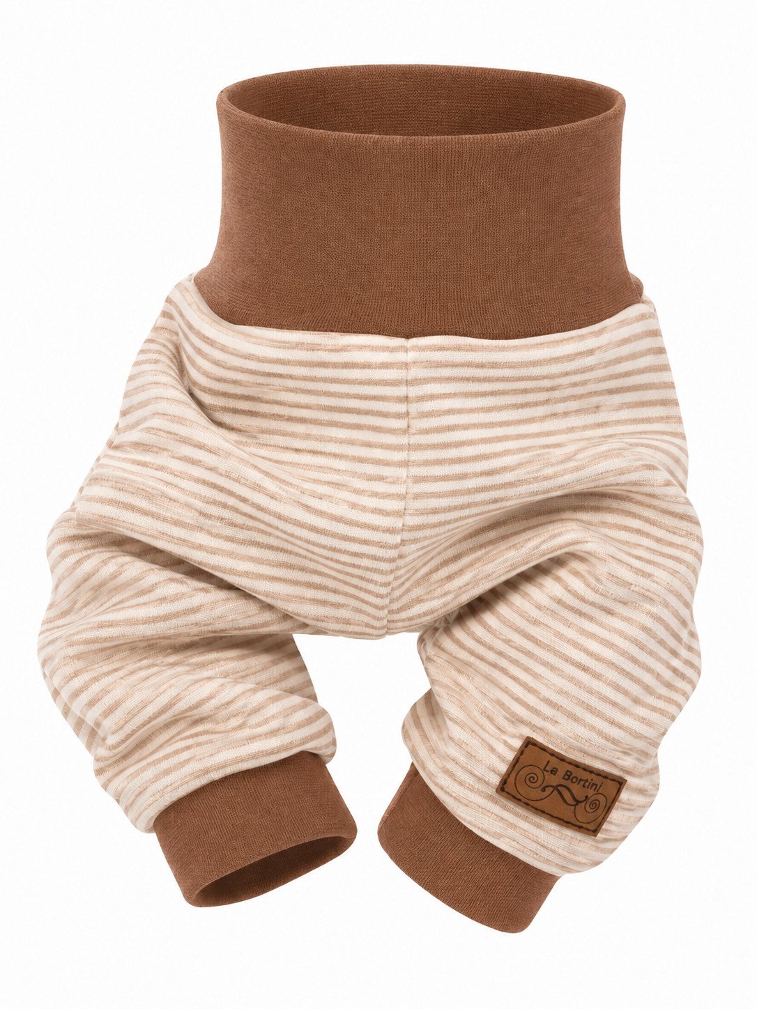 Schlupfhose Baby Hose Erstlingshose in Beige neutral gestreift für Neugeborene