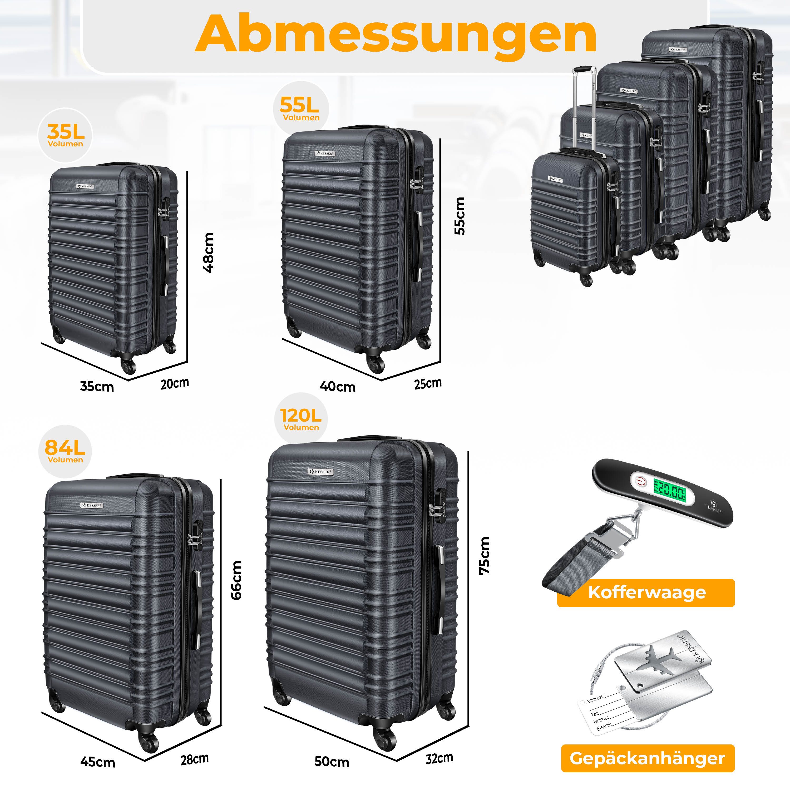 KESSER Kofferset, 4 Rollen, (4 tlg), günstig online kaufen