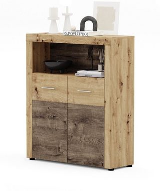 xonox.home Highboard Fly (in Artisan Eiche Dekor, 100 x118 cm), mit viel Stauraum