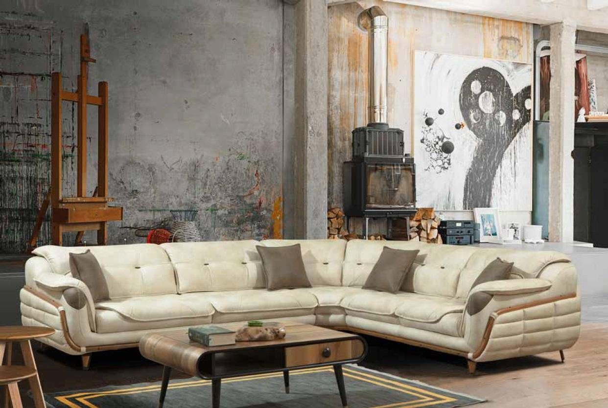 JVmoebel Ecksofa Ecksofa L-form Textil Luxus Sofa Wohnlandschaft Couch Möbel, Made in Europe