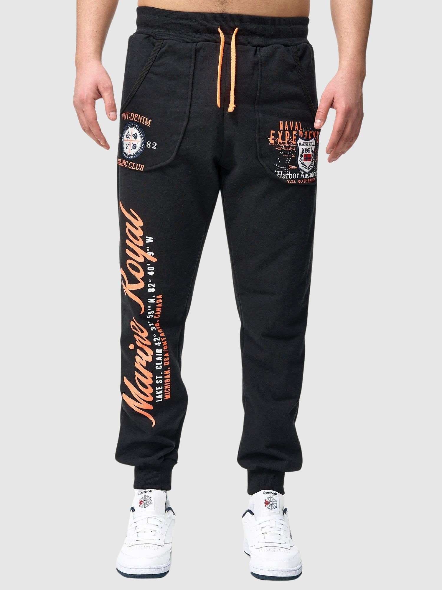 Sweatpants, Jogginghose Schwarz-orange Freizeit Trainingshose hose Fitness (Sporthose Herren 1-tlg) Kayna Trainingshose Sport Casual JG-3628C Jogginghose John Sweatpants Männer