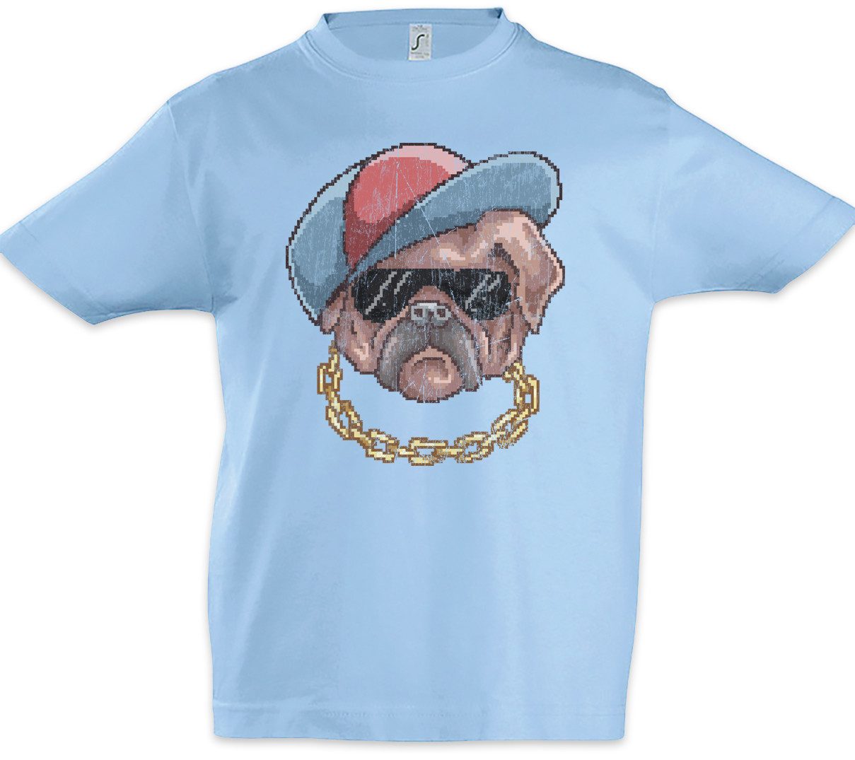 Print-Shirt Pixel Pug Life Kinder T-Shirt Hund Hunde Liebe Besitzer Mops Dog Dogs