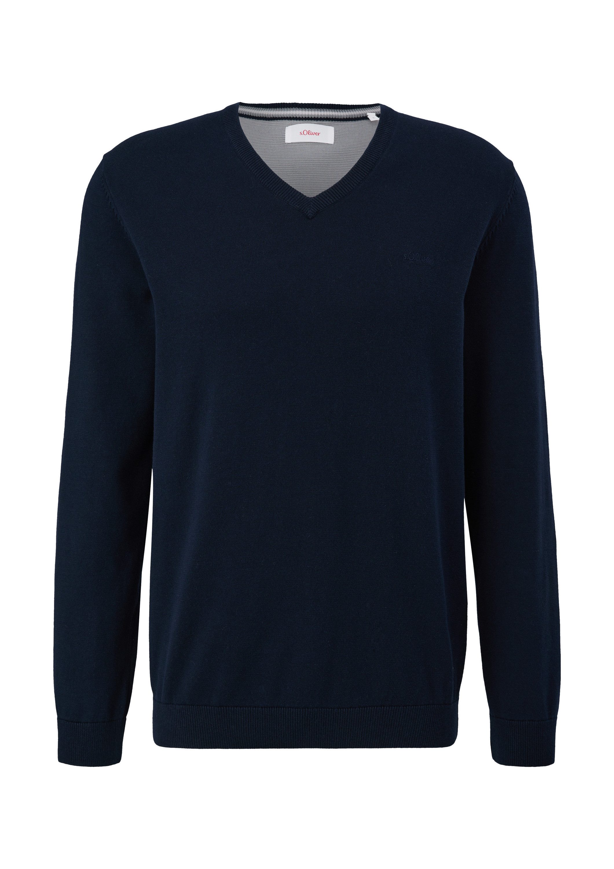 s.Oliver Longpullover Strickpullover Strickpullover mit Logo-Stickerei günstig online kaufen