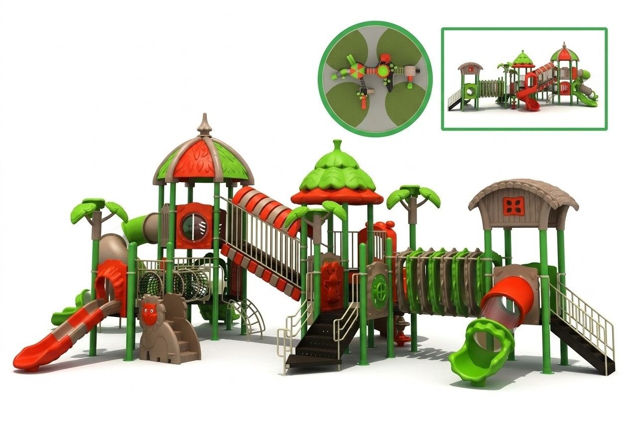 JVmoebel Spielturm Kletterturm mit Rutsche aus Holz und kreativen Spielmöglichkeiten, Made in Europa