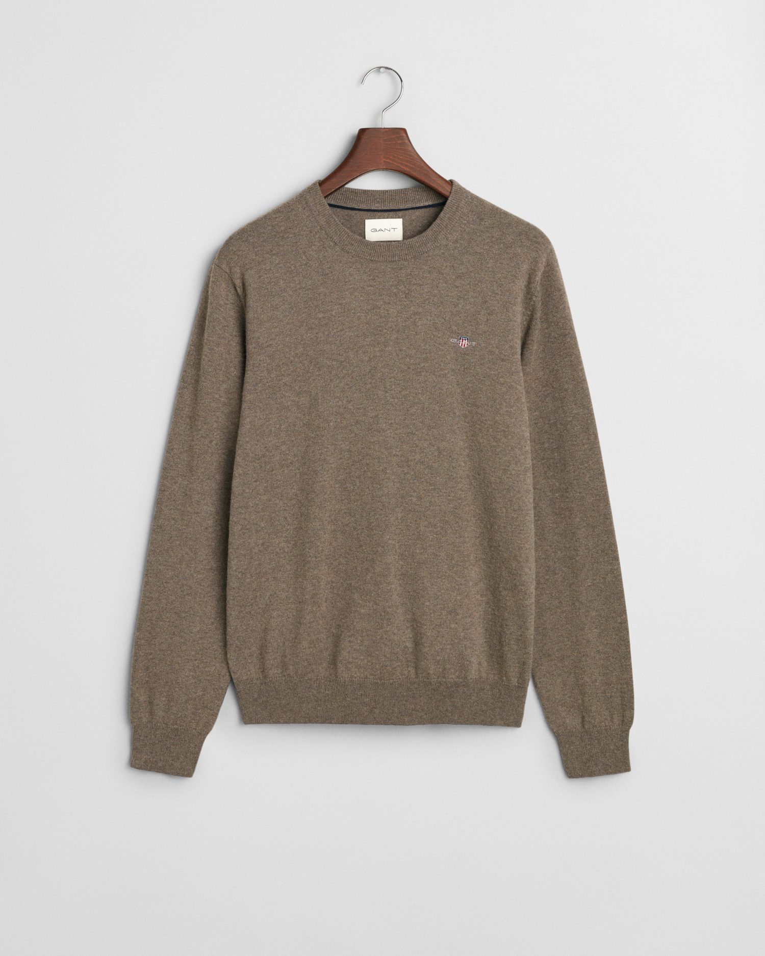 Gant Rundhalspullover CTN/WO C-NECK mit Logostickerei günstig online kaufen