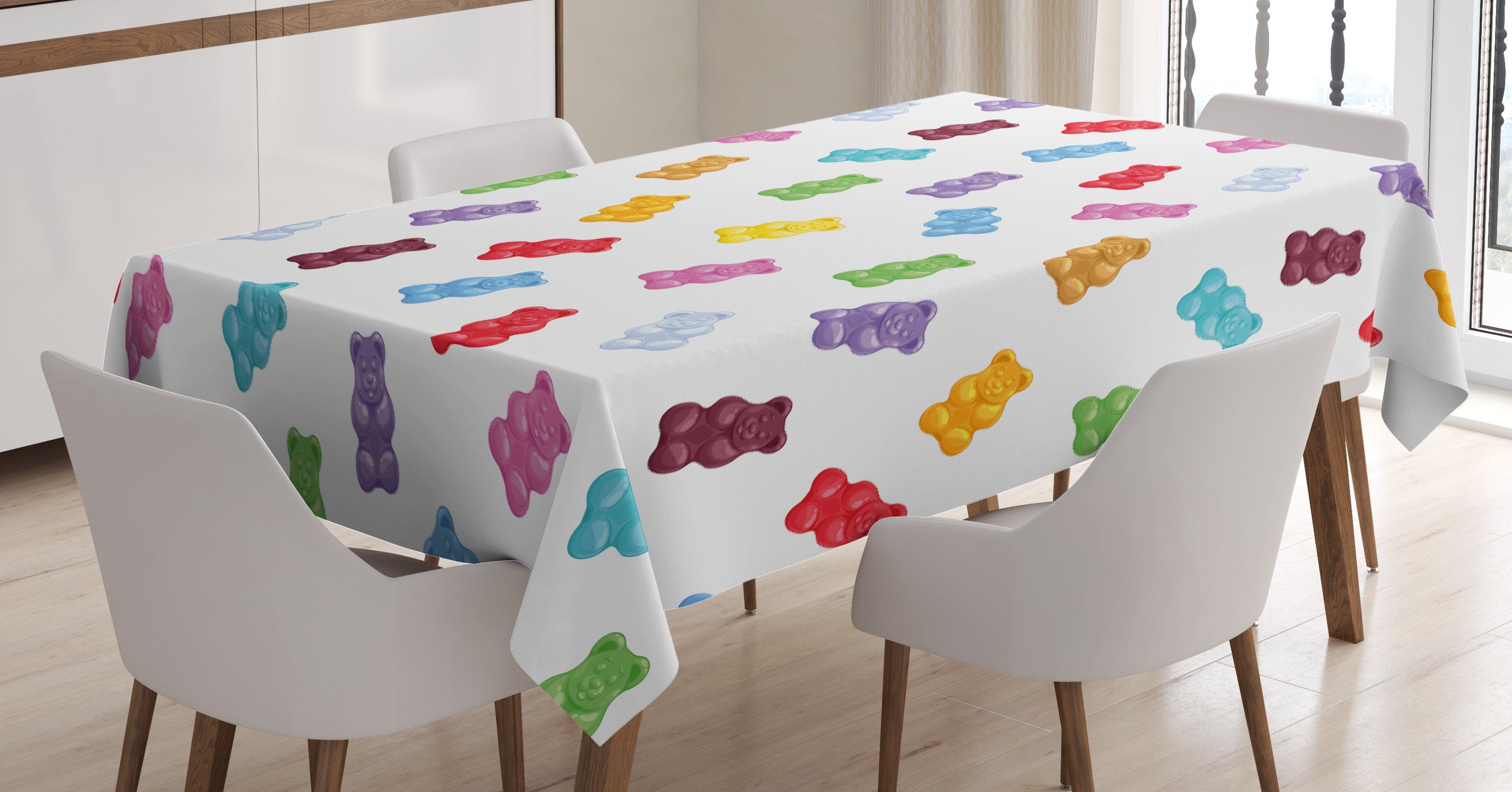 Abakuhaus Tischdecke Farbfest Waschbar Für den Außen Bereich geeignet Klare Farben, Dessert Vibrant Gummibärchen