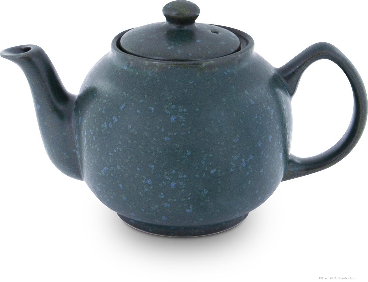 Bunzlauer Keramik Teekanne 1,0 L klassische Teekanne – Zeitlos, kompakt-bauchige Form,ZIELON grün, 1,00 l