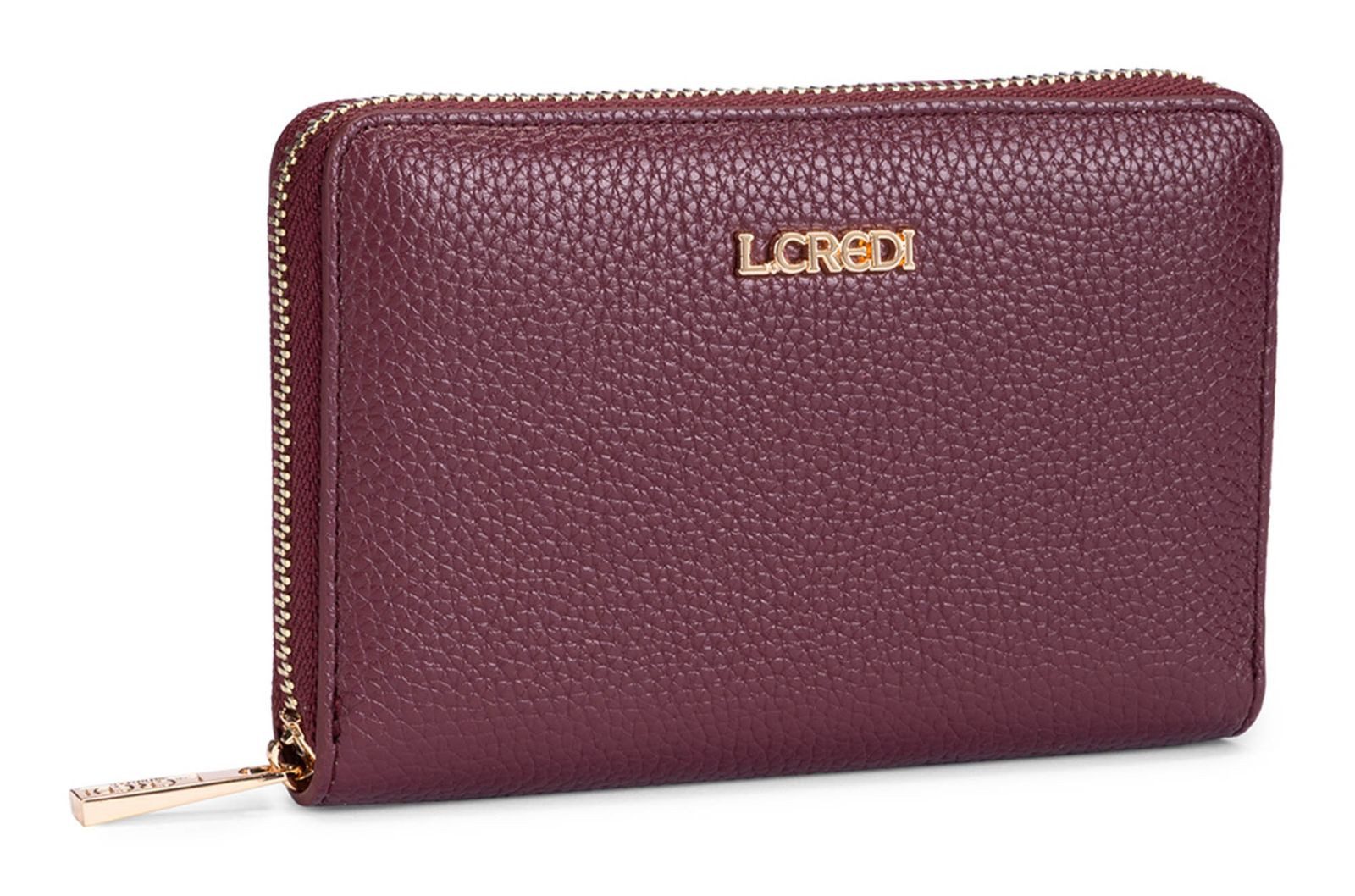 L. CREDI Geldbörse Zip Around Wallet, mit RFID-Blocker Schutz