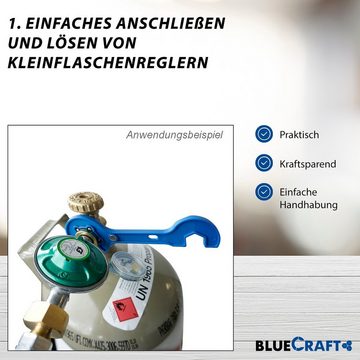 BlueCraft Camping-Gas, 5 kg Gasflasche, Schlauch 150 cm und Gasreglerlöser + 17er Schlüssel