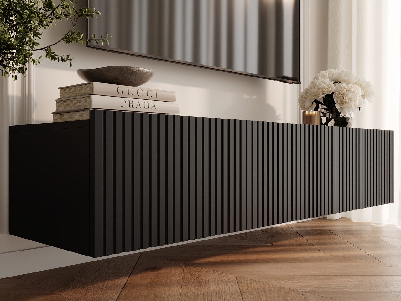 GrainGold TV-Schrank Kioto (Set, TV-Schrank) Soft-Closing-System, Breite 150 cm, für das Wohnzimmer – Bild 4 von 5