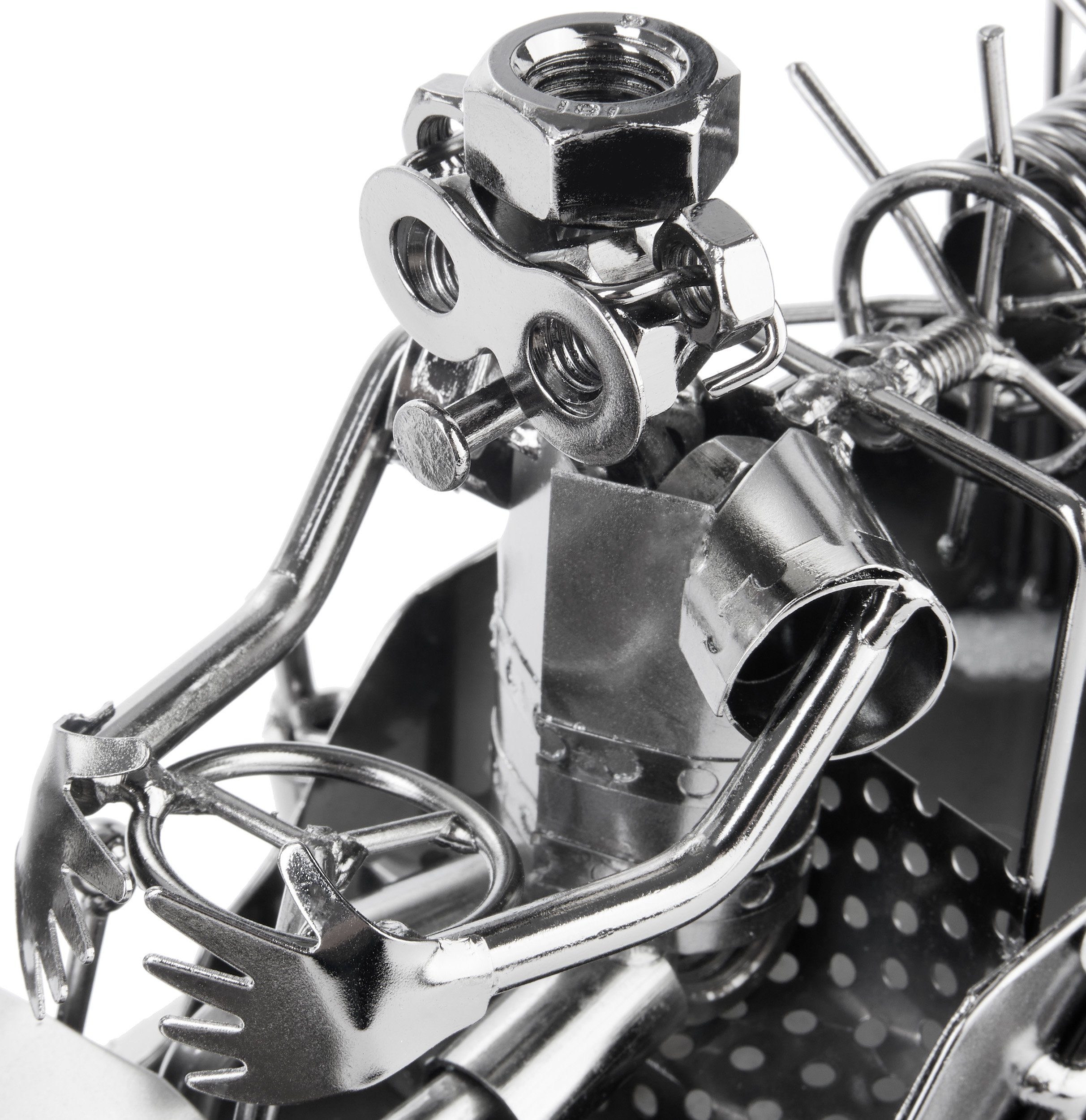 BRUBAKER Dekofigur Schraubenmännchen Feuerwehrauto - Feuerwehr Eisenfigur Metallmännchen (1 St), Oldtimer Löschfahrzeug Geschenk für Feuerwehrmann