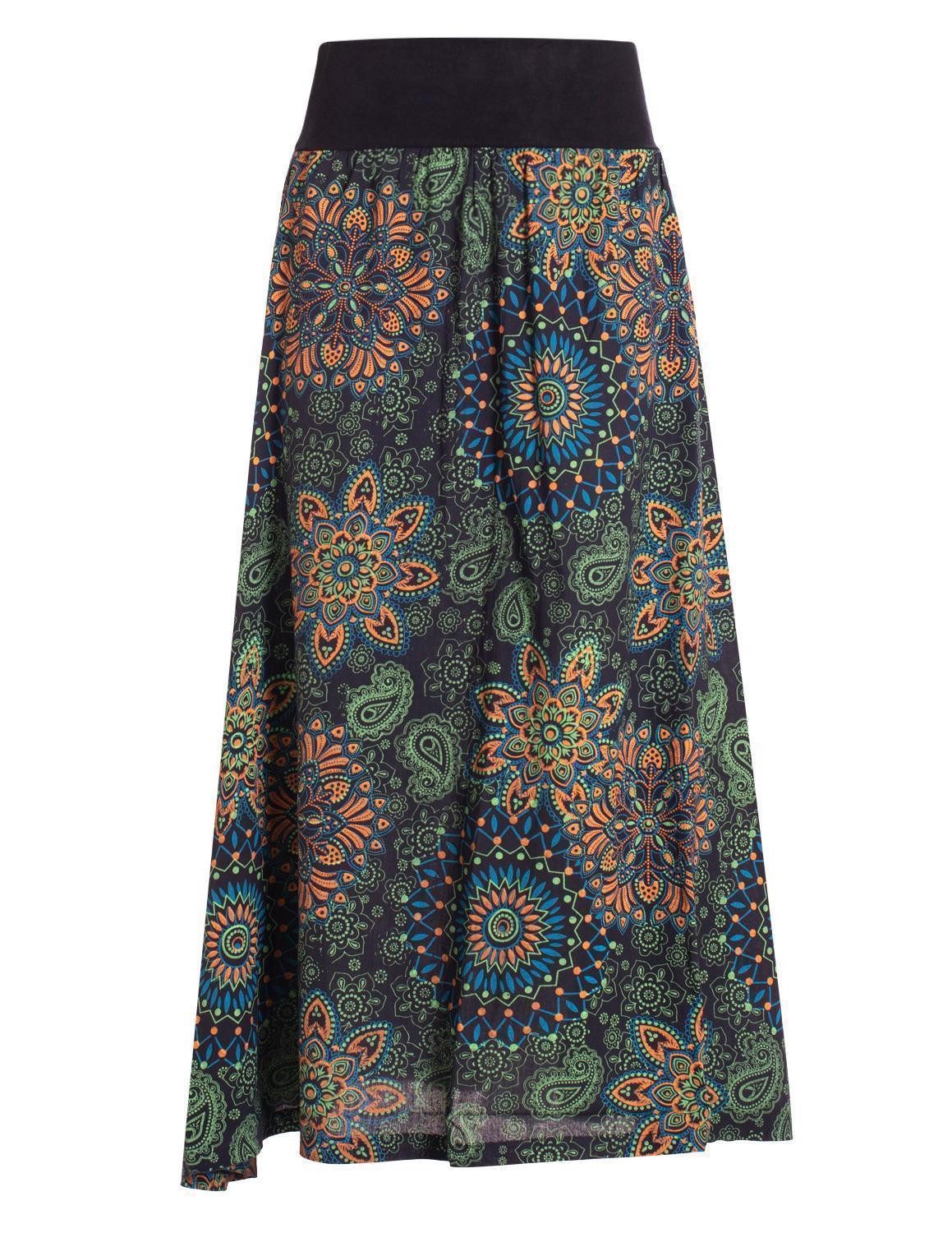Vishes Maxirock Langer Damen Sommer-Rock Sommerröcke Bunt mit Mandalas bedruckt Retro, Festival, Boho Style