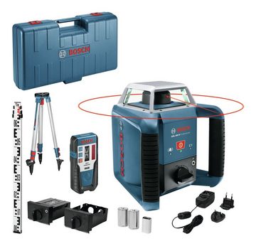 Bosch Professional Punkt- und Linienlaser GRL 400 H Set, Mit Laser-Empfänger LR 1, Baustativ BT 152 & Messlatte GR 2400 - im