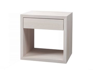 Woodek Design Nachttisch HUGO, hängendes Wandregal mit Schublade, H 39 x B 39 x T 30 cm (Ablagetisch aus weißer Birke, 1-St., skandinavischer Stil), kompakter Wandschrank