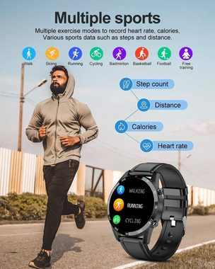 Lige Smartwatch Herren Smartwatch (1,32 Zoll, iOS Android), Bluetooth Sprachanruf Pulsuhr Schrittzähler Fitness Tracker