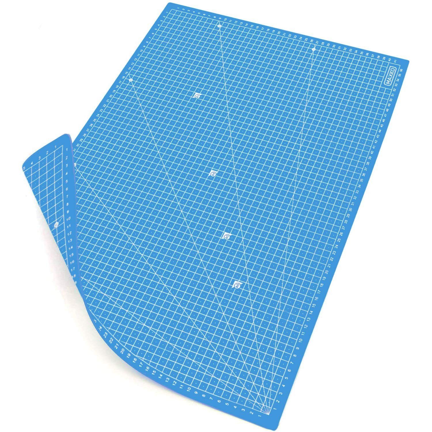 Maxko Schneideunterlage Schneidematte A2 selbstheilend, blau, metrische Einteilung