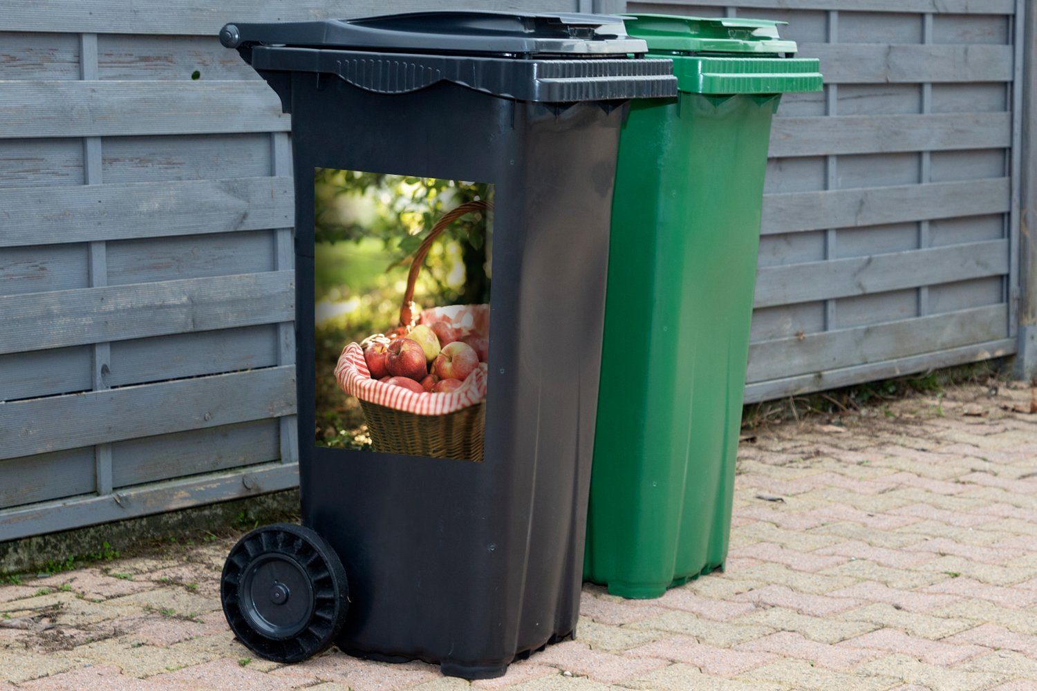 Container, - Mülltonne, Sticker, - (1 Apfel MuchoWow Vorleger Korb Wandsticker Abfalbehälter Mülleimer-aufkleber, St),