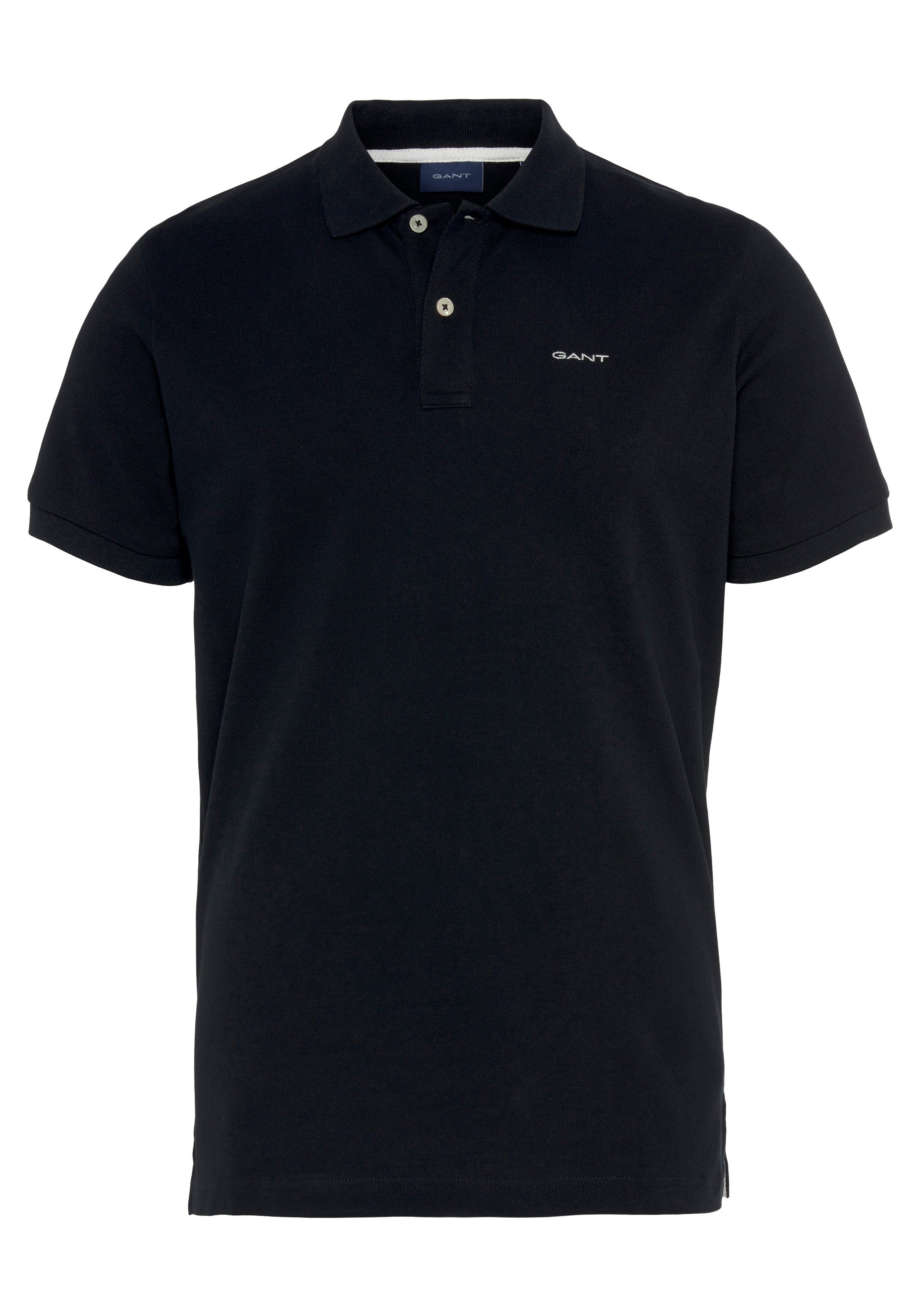 Poloshirt RUGGER Qualität schwarz Casual, PIQUE Regular Premium Gant MD. Piqué-Polo Smart Shirt, KA Fit,