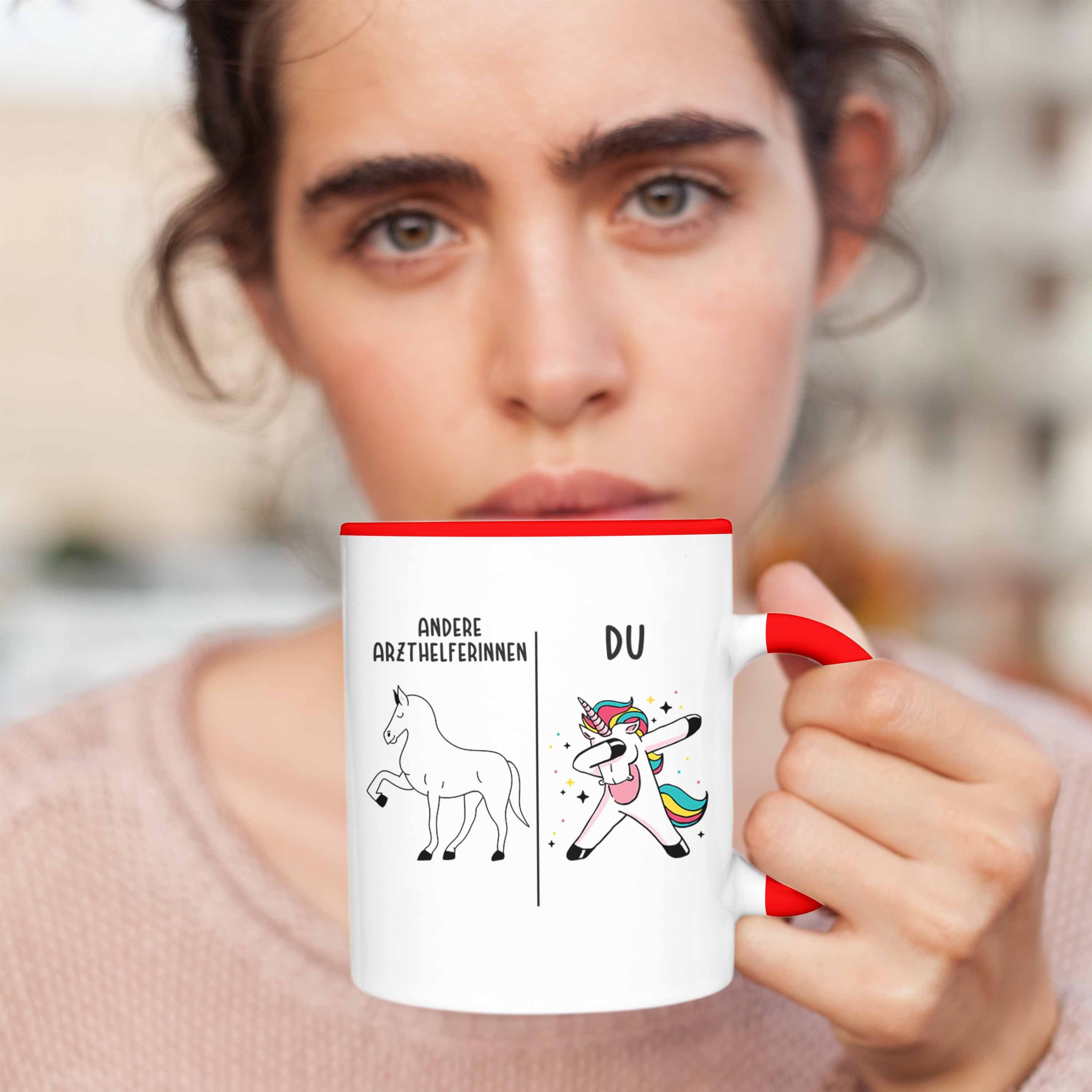 Trendation Tasse Arzthelferinnnen Trendation mit Dankeschön Geschenk - Tasse Arzthelferin Rot Danke Spruch Geschenkidee für