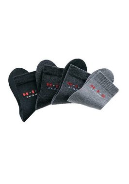 H.I.S Basicsocken (4-Paar) mit kontrasfarbenem Logo