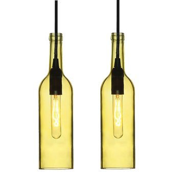 etc-shop Pendelleuchte, Leuchtmittel nicht inklusive, 2er Set Hänge Pendel Leuchten Flaschen Design Beleuchtung