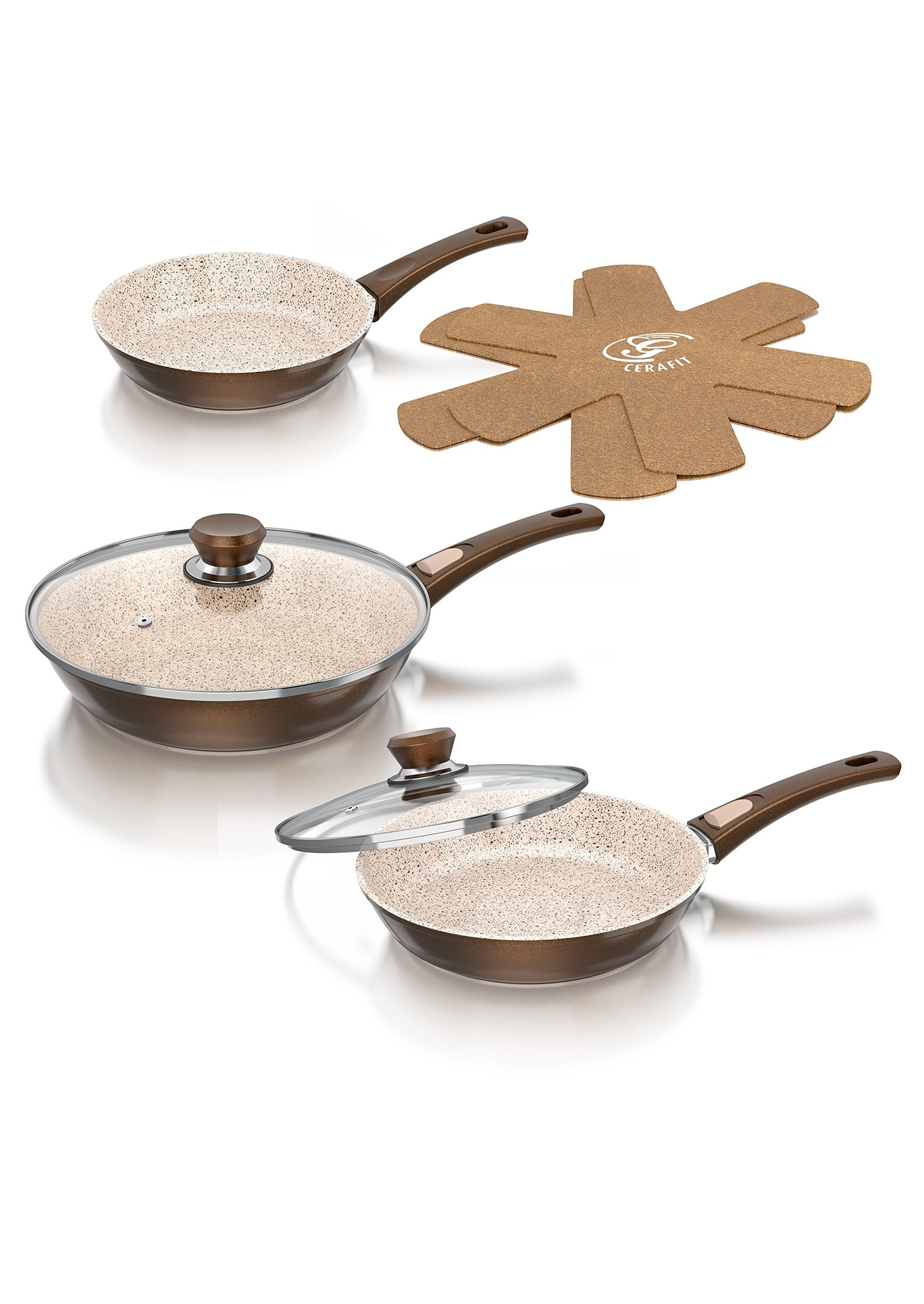 Pfannen-Set »Cerafit®Granit-Grand-Edition«, (Set, 7 tlg), Abnehmbarer Griff, Aluminium, Keramikbeschichtung Pfannen-Set »Cerafit®Granit-Grand-Edition«, (Set, 7 tlg), Abnehmbarer Griff, Aluminium, Keramikbeschichtung