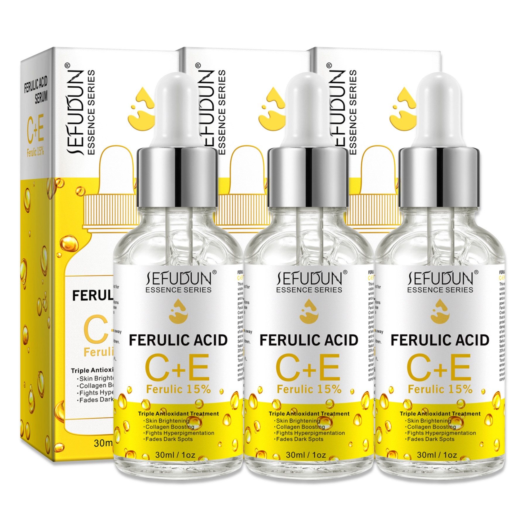 P-Beauty Cosmetic Accessories Gesichtsserum Anti-Aging Serum für Gesicht Gesichtsserum Ferulic Acid Vitamin C + E, 3-tlg., Уход за лицом, Serum, Hautschutz