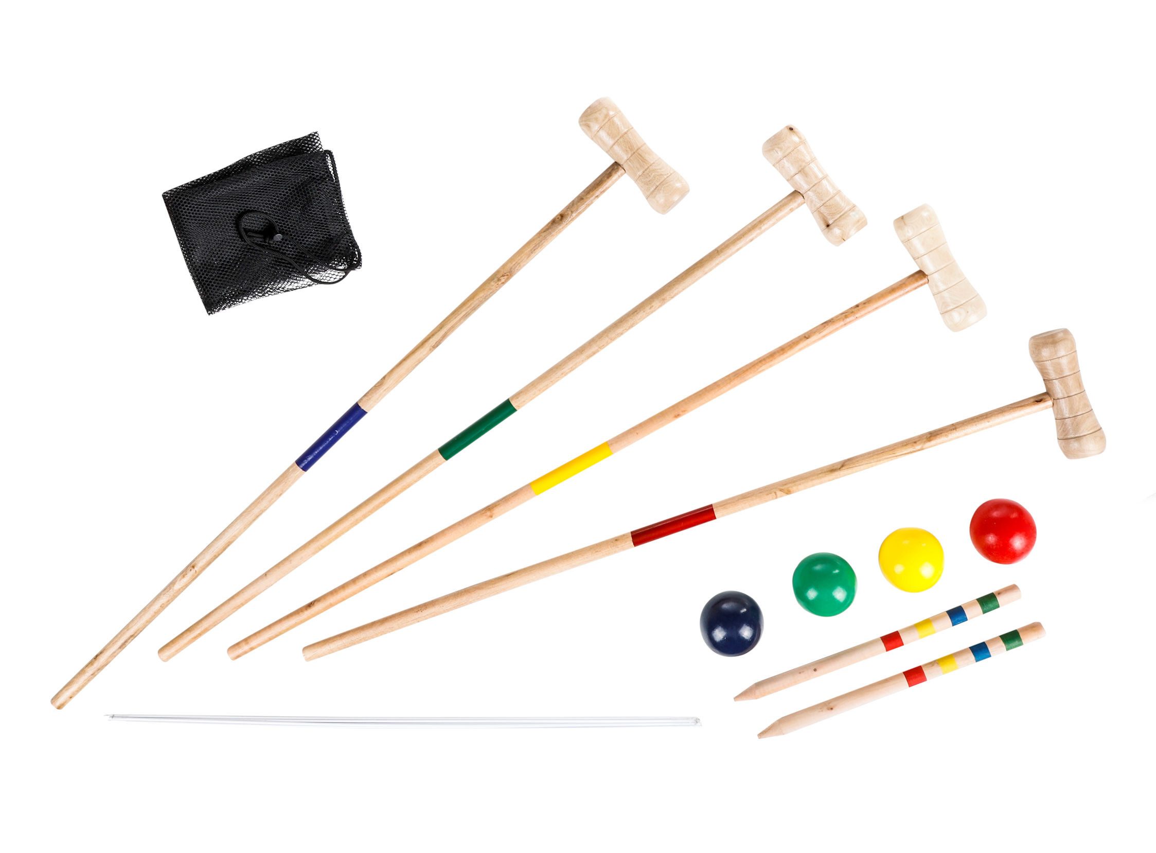 Spetebo Spiel Crocket Spiel aus Holz für 4 Spieler - Erwachsene, Geschicklichkeitsspiel, Krocketspiel Komplettset Outdoor Garten Spiel