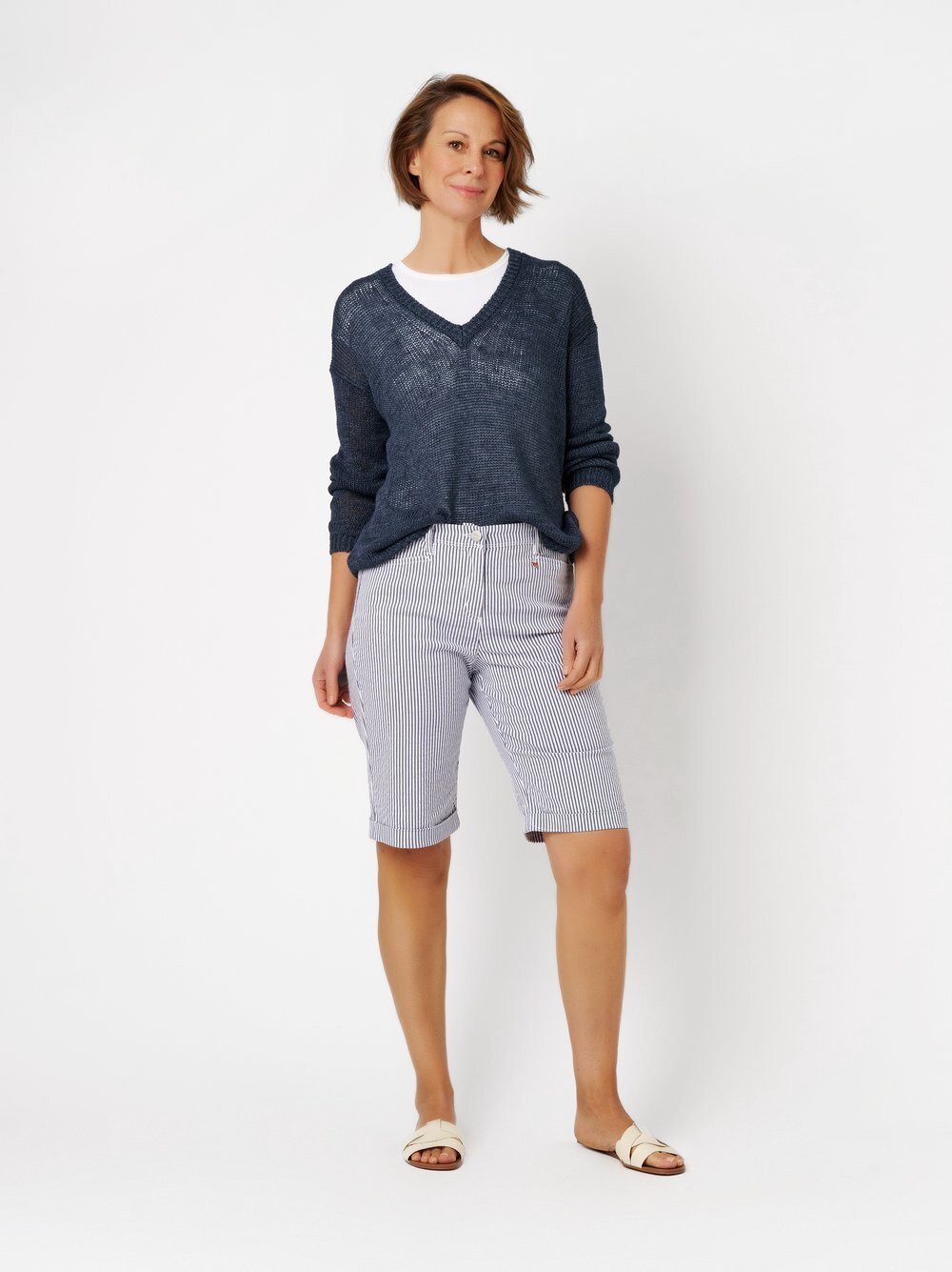 Relaxed by TONI Bermudas Meine beste Freundin Bermuda aus leichtem Seersucker