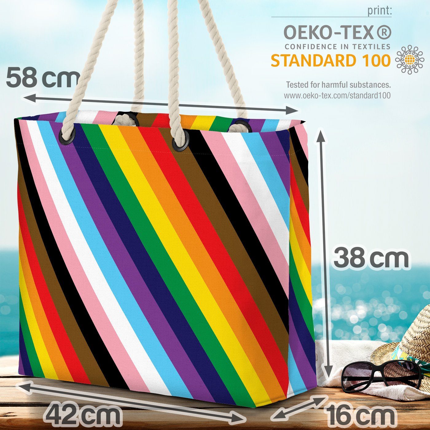 (1-tlg), Streifen Pride Gay VOID p Farben flag pride Strandtasche Fahne Flagge Stripes gestreift
