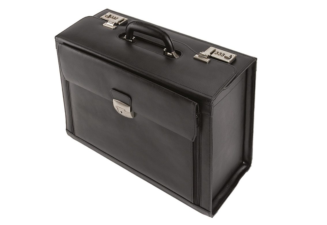Alassio Pilotenkoffer Ancona - Sac Cabine Cuir Veritable - Porte-Documents Suspendu - 32L - Noir