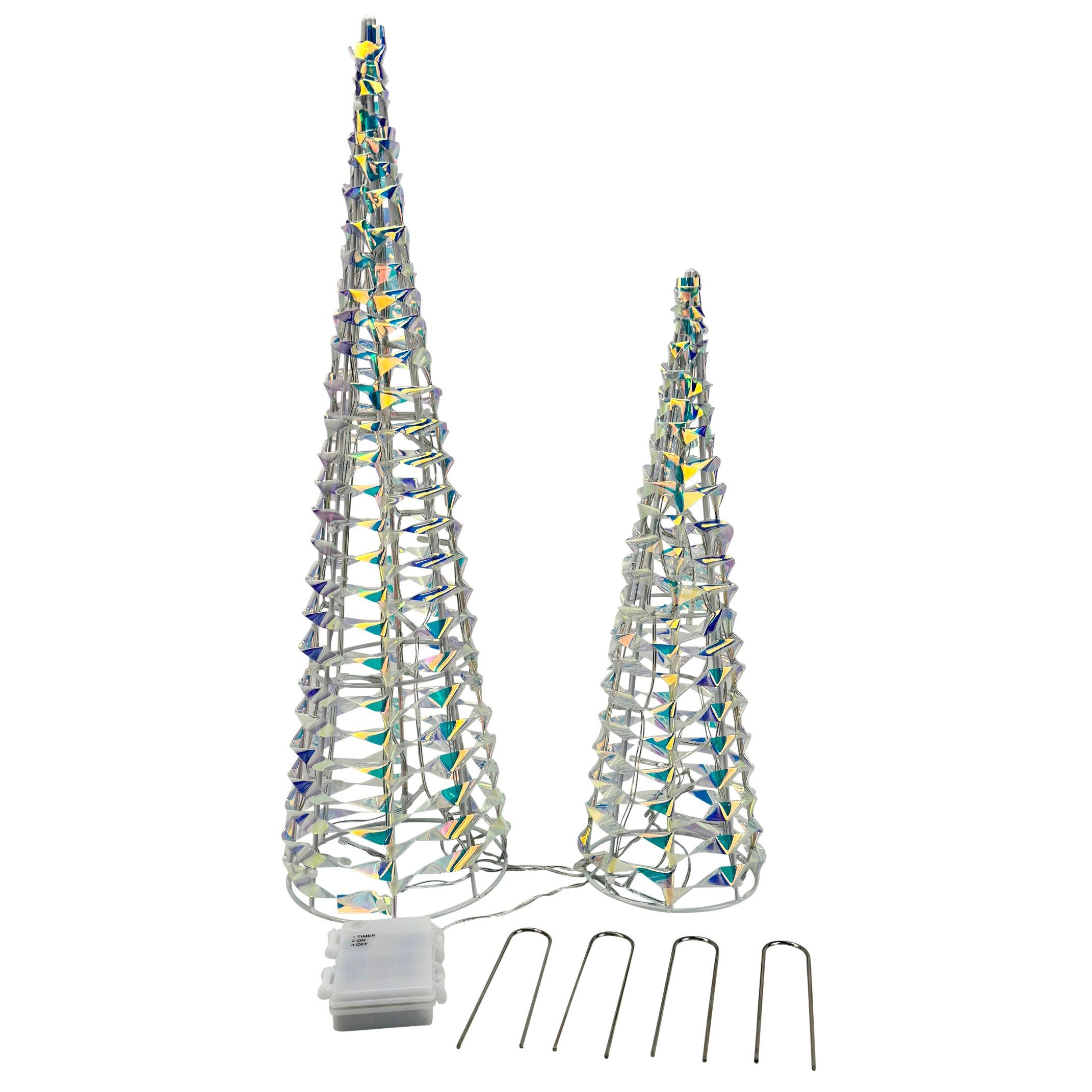 Online-Fuchs Künstlicher Weihnachtsbaum mit LED-Lichterkette und Folieneffekt - Weihnachtsdeko OUTDOOR, Tannenbaum, Leuchtbaum, Lichterbaum mit 6-Stunden Timer
