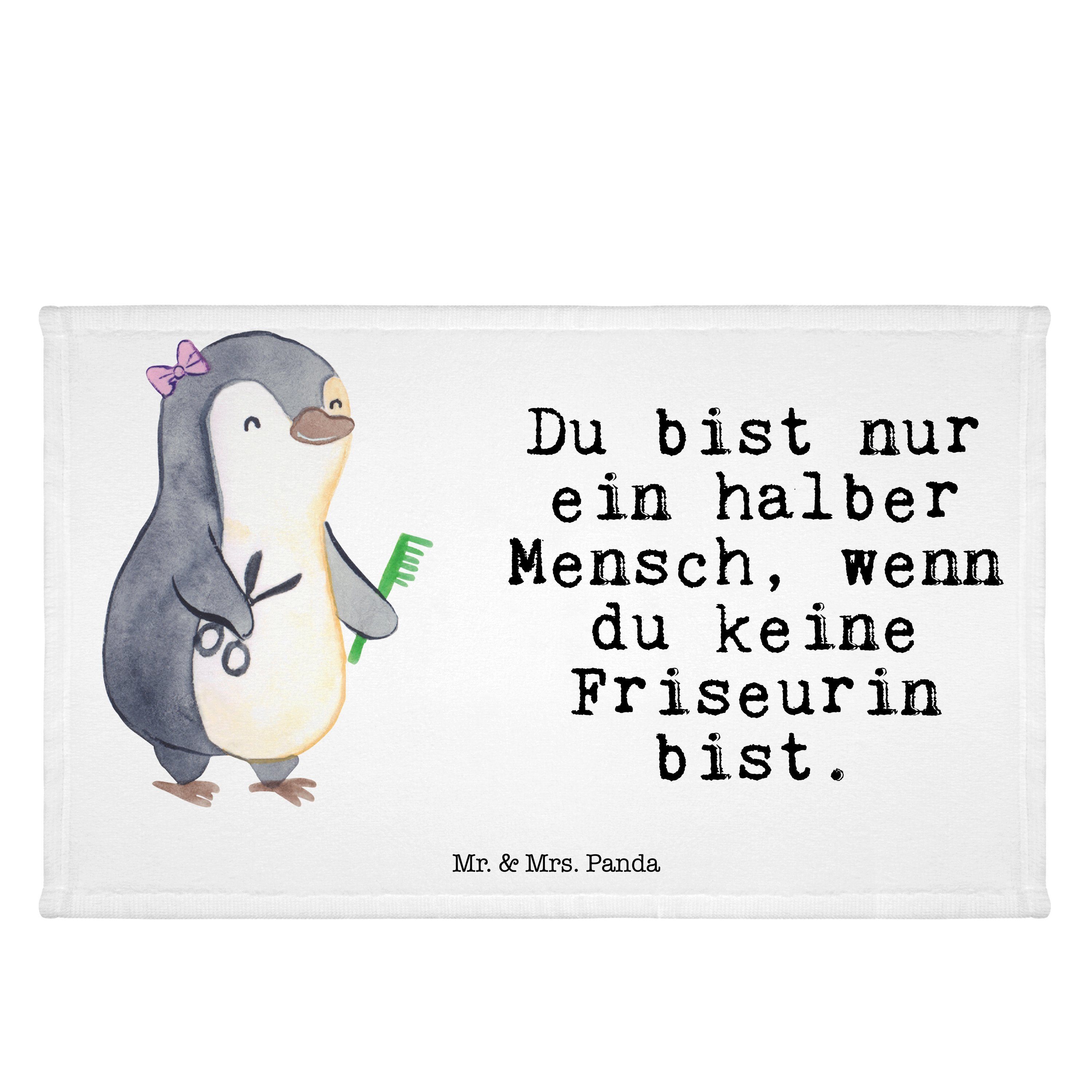 Mr. & Mrs. Panda Handtuch Friseurin mit Herz - Weiß - Geschenk, Ausbildung, Färben, Frisörin, E, (1-St)
