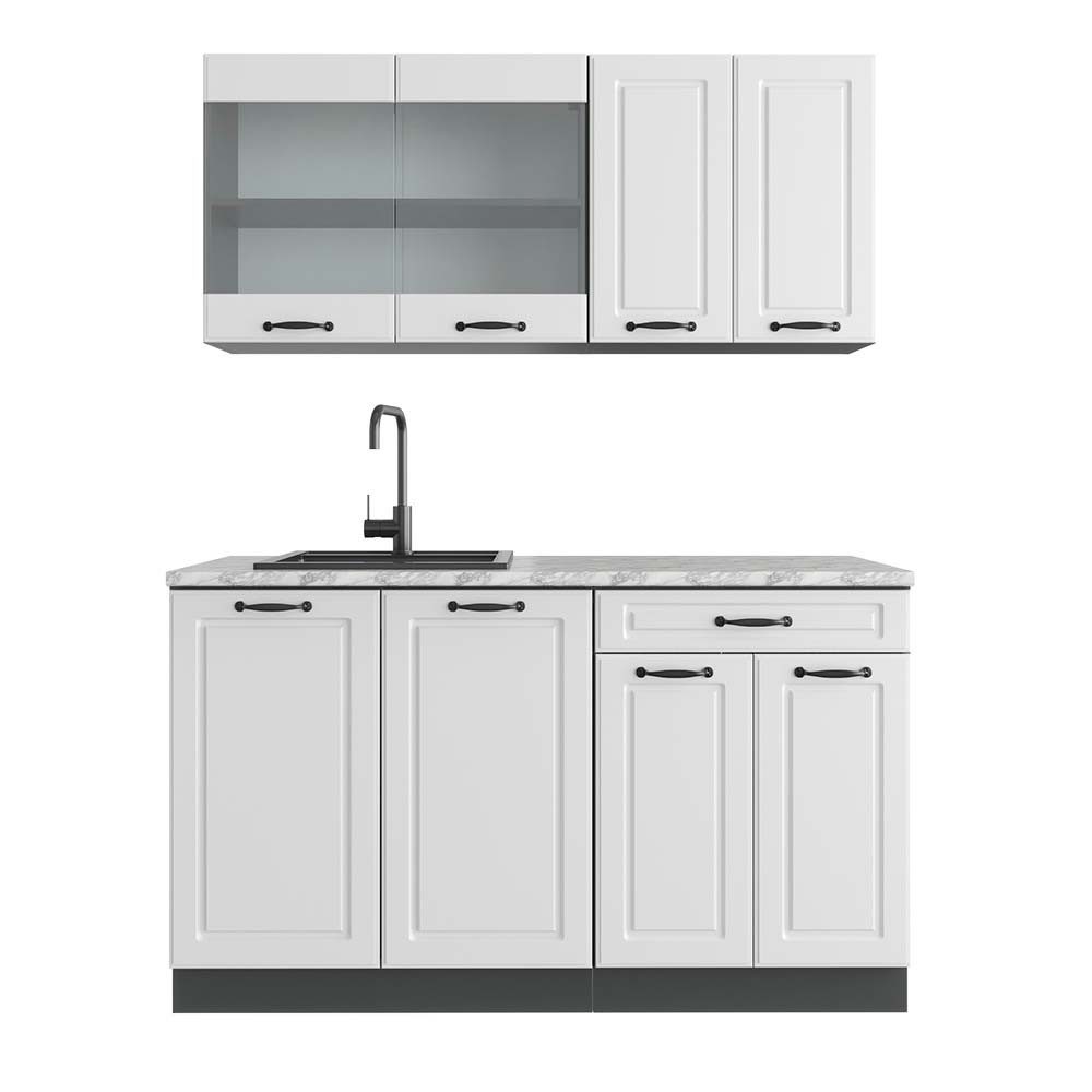 Vicco Кухниzeile R-Line, Weiß Landhaus/Anthrazit, 140 cm, AP Marmor
