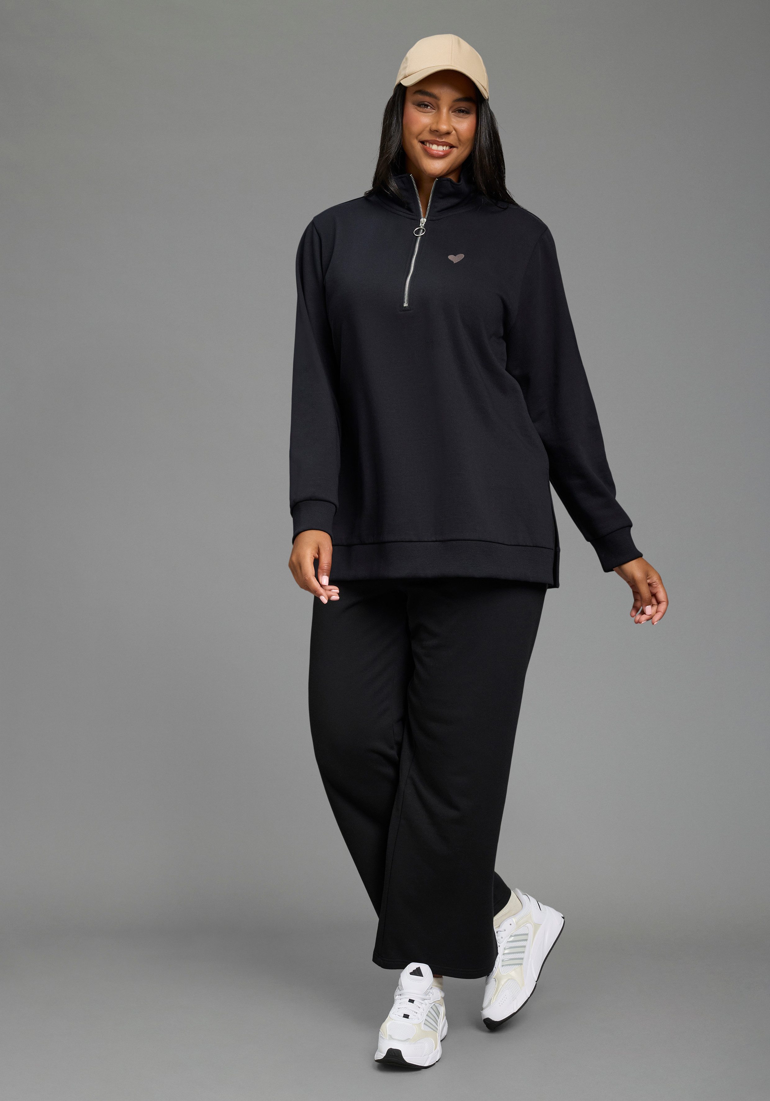 Laura Scott CURVE Longsweatshirt Große Größen mit Stehkragen, aus angerauter Sweatware, lässig geschnitten