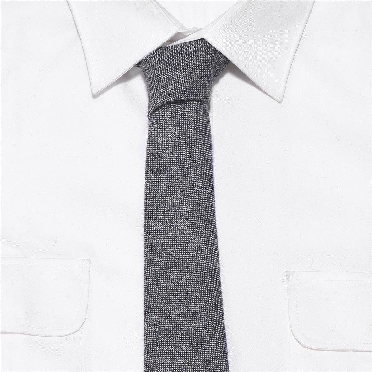 DonDon Krawatte Herren Krawatte und Krawatte) 1-St., für Büro Muster, oder Baumwolle, festliche verschiedene Veranstaltungen kariert 1x cm schwarz-grau einfarbig 6 gepunkt (Packung
