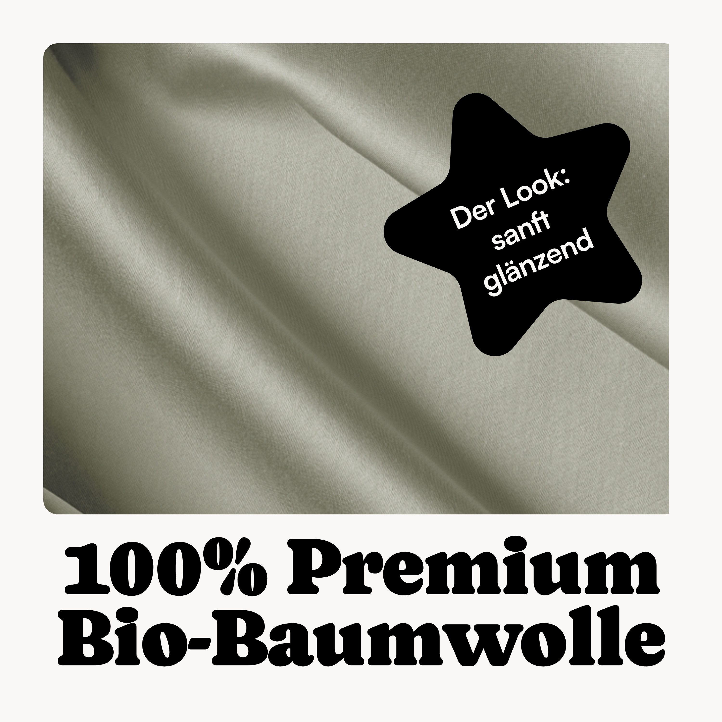 Seralino Spannbettlaken Mako Satin Spannbetttuch (100% Bio Baumwolle), 100% Bio-Baumwolle, Gummizug: rundum, Etiketten zeigen Seiten – schnelles, unkompliziertes Beziehen garantiert., Fairtrade/ GOTS zertifizierte uni Bettlaken, weich