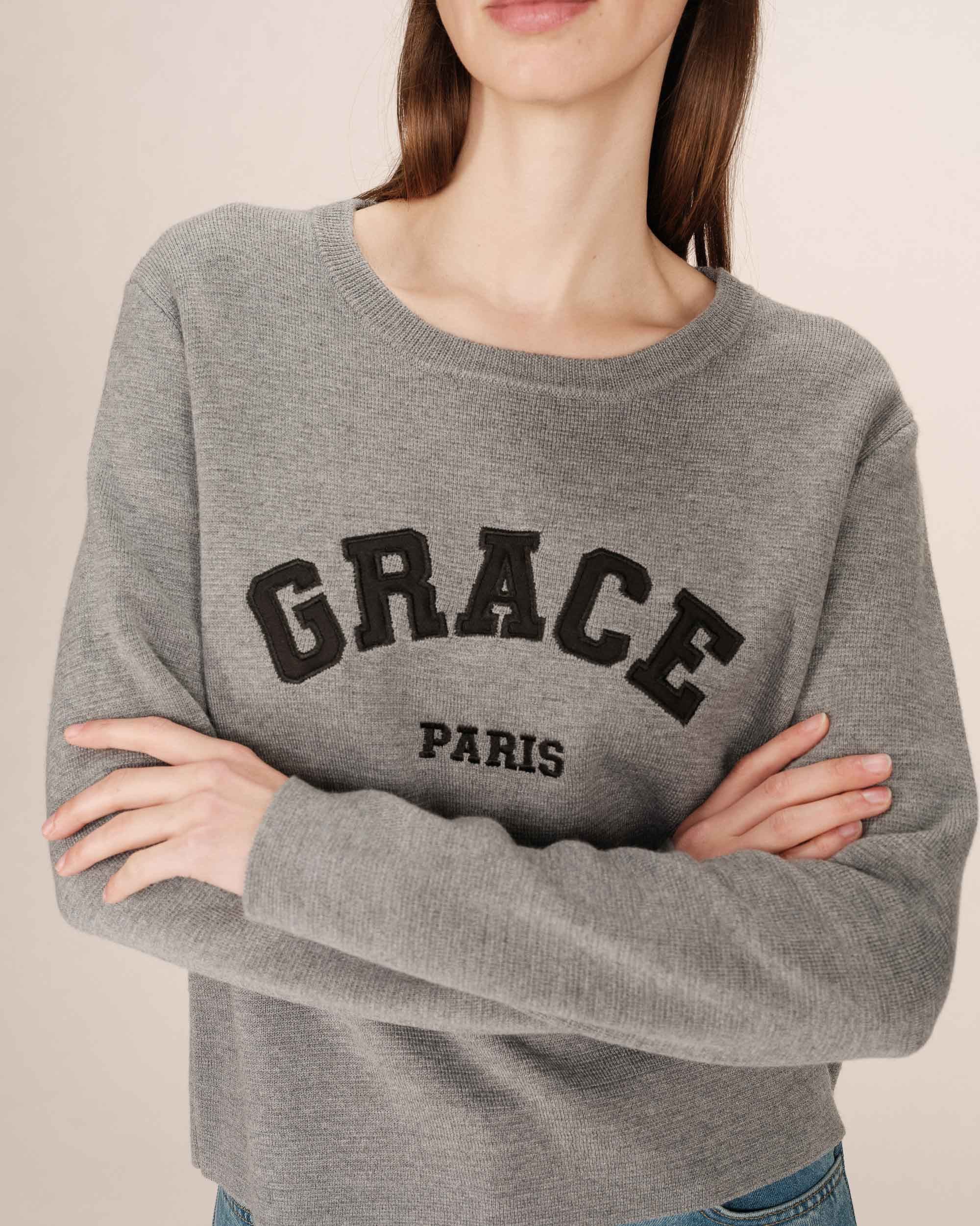 Grace & Mila Strickpullover College sweater SARDAIGNE - Pullover - Strickpullover mit Stickerei