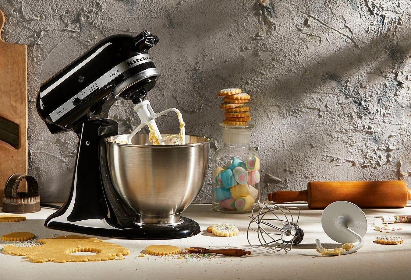 KitchenAid Küchenmaschine 5K45SSEOB ONYX BLACK, 129,-UVP) Gratis Fleischwolf, W, 275 Spritzgebäckvorsatz Schüssel, 4,3 l ca. (Wert