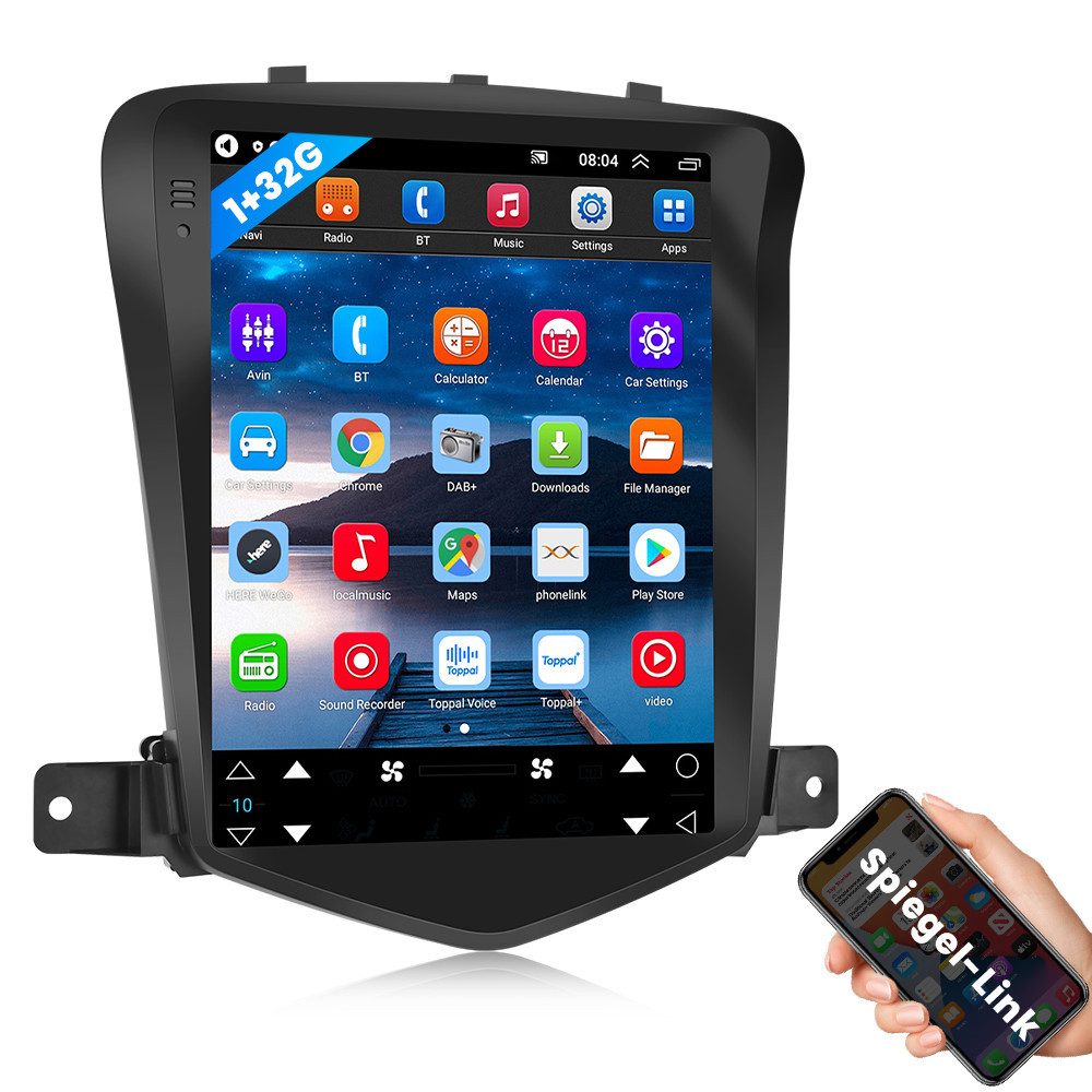 Hikity Android Autoradio Navi für Chevrolet Cruze J300 2009–2014, Bluetooth Autoradio (Duale Systembildverbindung wifi gps)