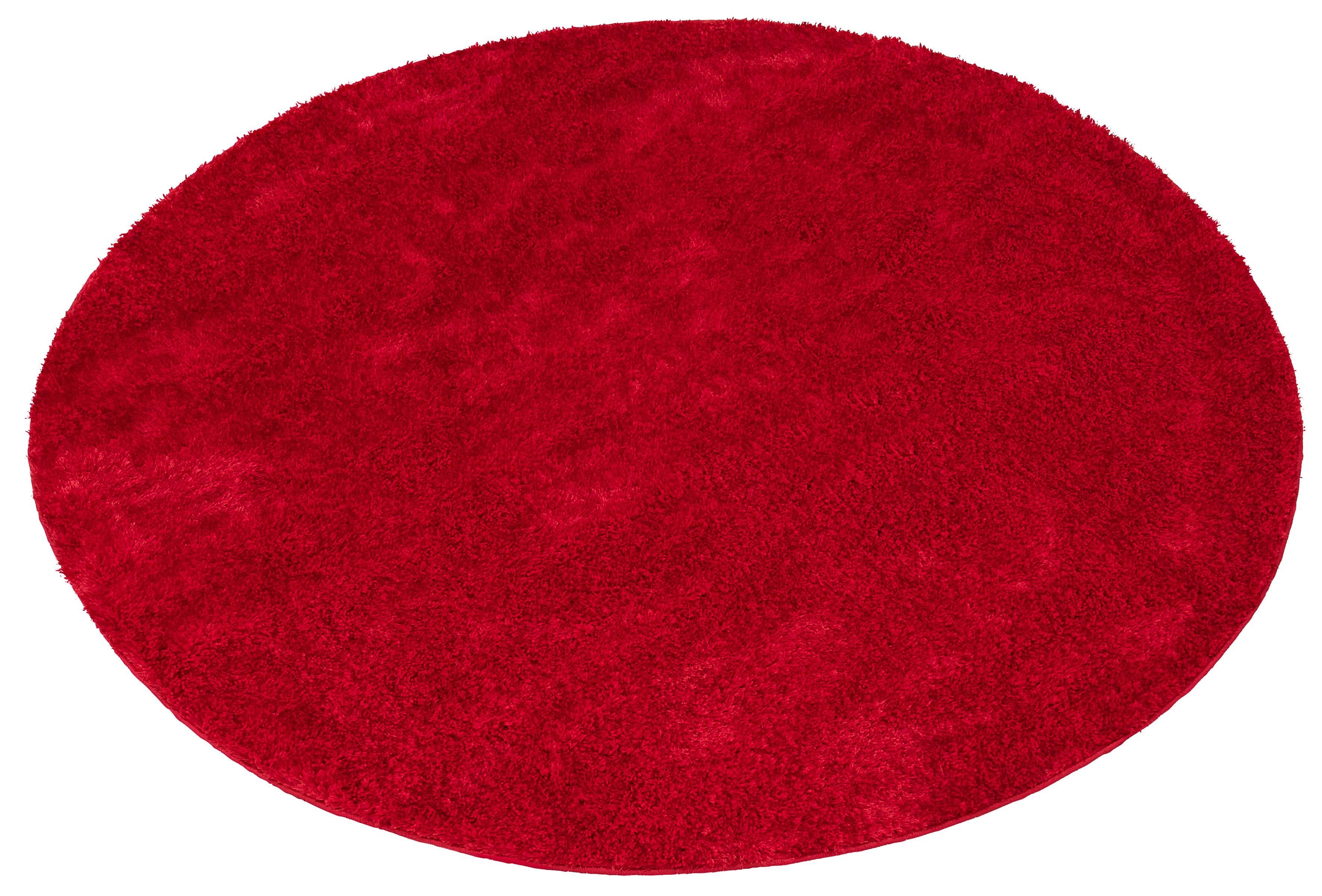 Hochflor-Teppich Mikro Soft my extra home, flauschig, rot elegant, Mikrofaser, 30 mm, Höhe: Uni Ideal, pflegeleicht, rund, weich