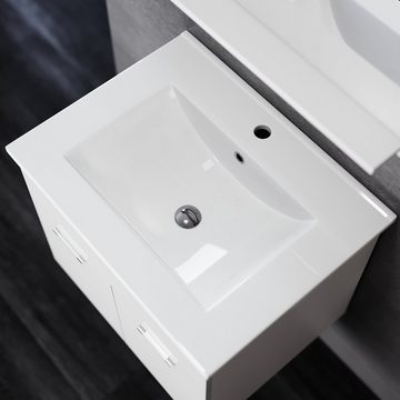SONNI Badmöbel-Set SONNI Badmöbel Set mit Waschbecken mit Unterschrank und Spiegel, Badezimmermöbel 2-teilig 60cm für kleine Bäder