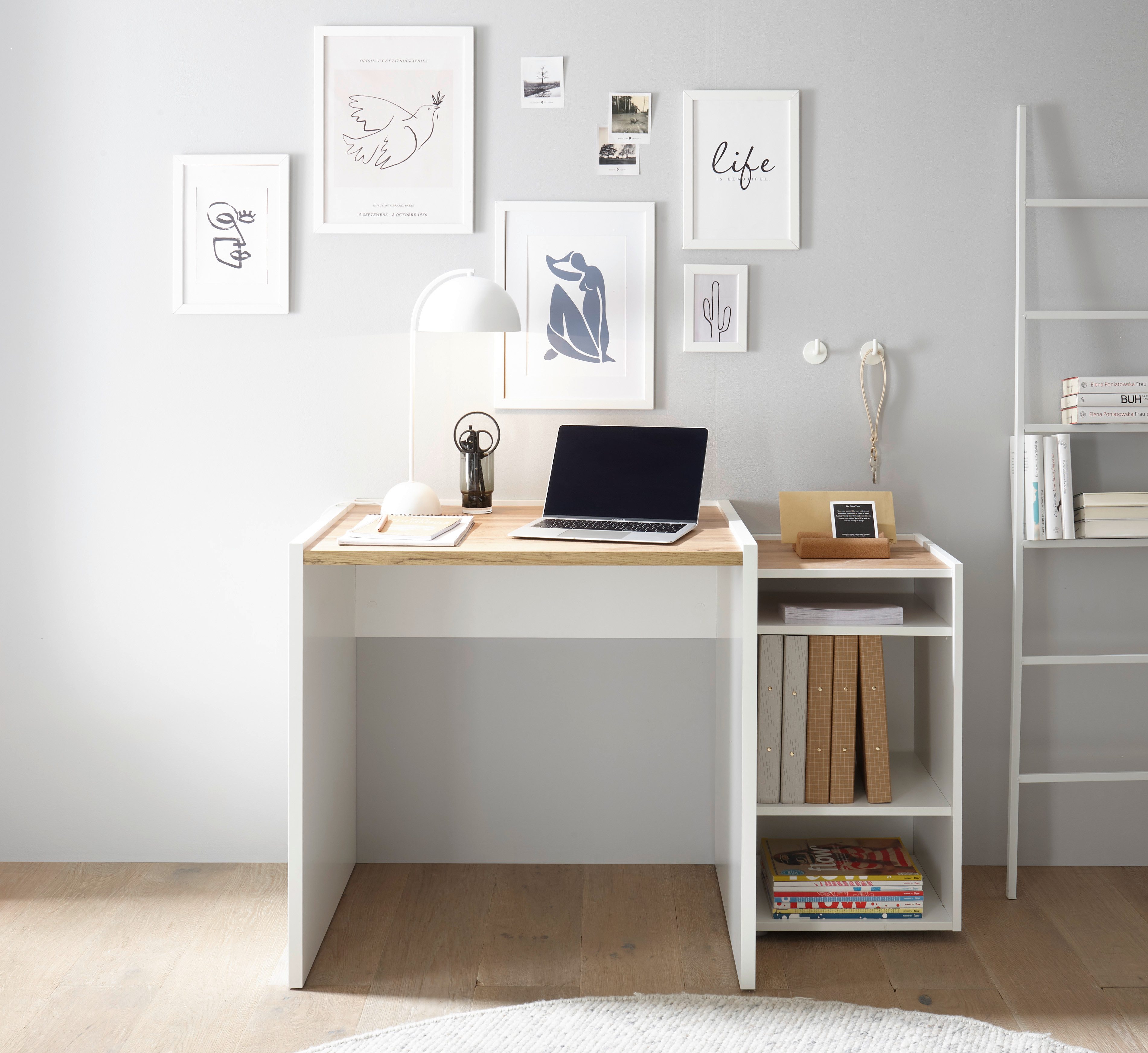 INOSIGN Büromöbel-Set CITY/GiRON, modernes Design, Homeoff., Büro in zwei Farben/Wotan Eiche, (Set, 2-tlg), enthält Schreibtischunterschrank, Schreibtisch, wohnliches Home Office