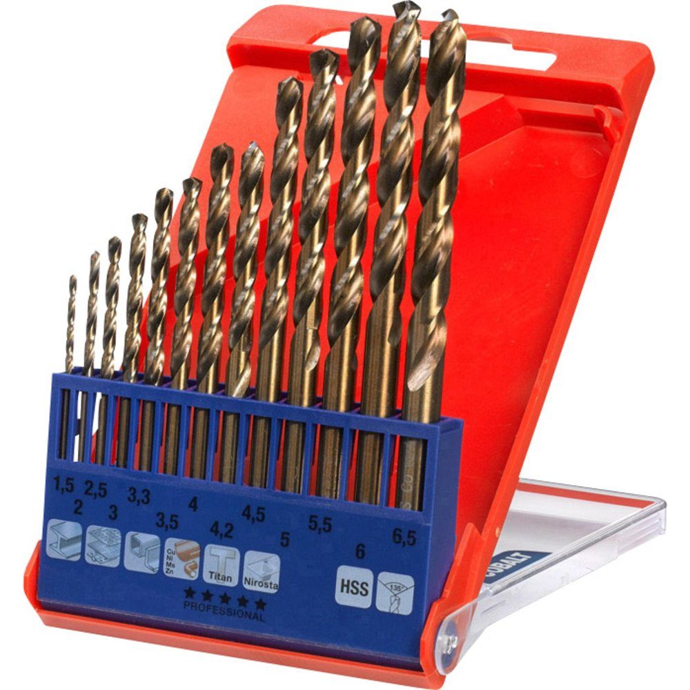 kwb Metallbohrer kwb 421600 HSS-Co Metall-Spiralbohrer-Set 13teilig M35 DIN 338 Zyli
