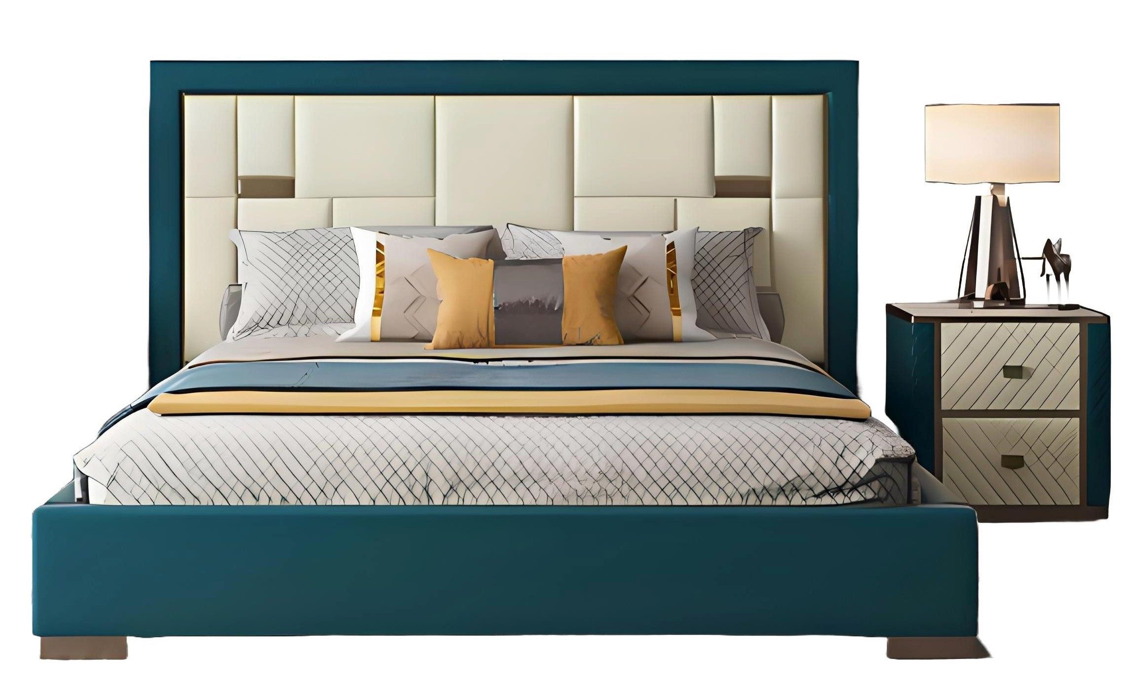 Bett Neues Doppel-Hotelbett im luxuriösen Polsterdesign für Schlafzimmer in