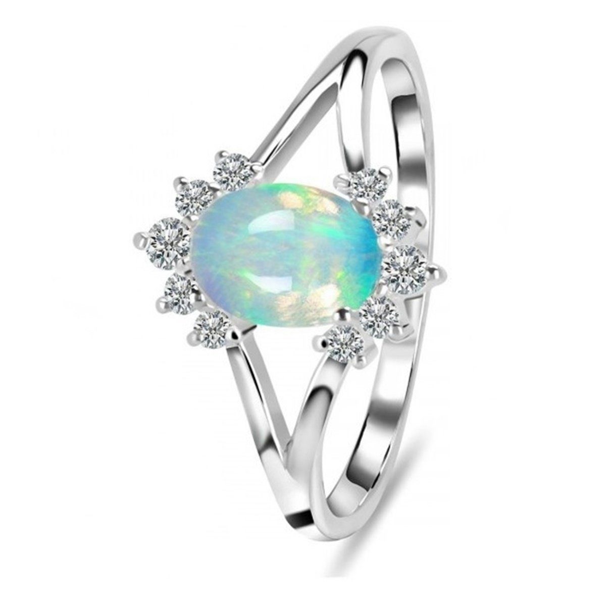 Goldene Hufeisen Solitärring Damen Solitär Edelopal & Weiß Topas Fingerring günstig online kaufen