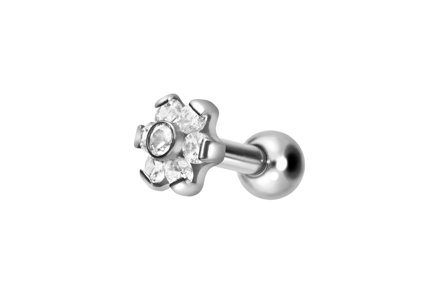 Piercing-Set Chirurgenstahl Ohrpiercing BLUME MIT 7 KRISTALLEN