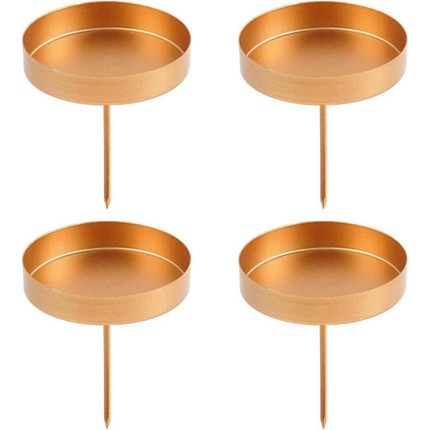 Adventsleuchter Kerzenhalter Adventskranz Metall 4er Kerzenteller Gold 10cm