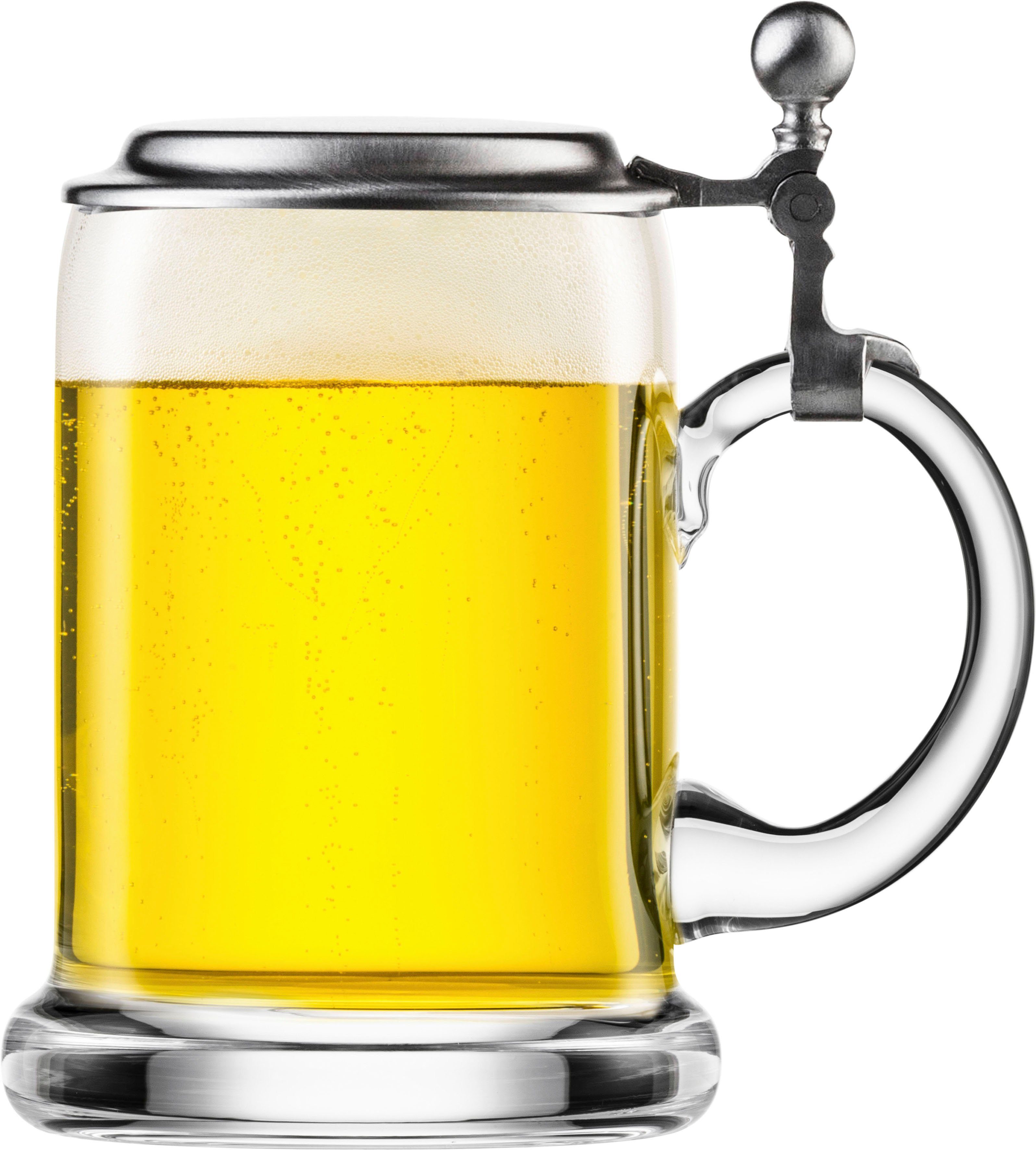 Eisch Germany Bierkrug 202/0, 1-tlg., Kristallglas, Zinn, mundgeblasen, mit Zinndeckel, 0,5 Liter